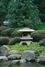 stone structure at Shofuso Japanese Cultural Center in Philadelphia, PA